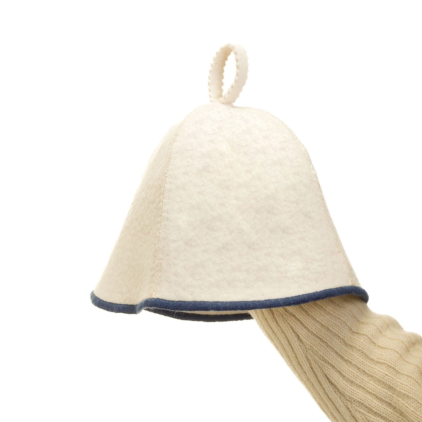 Wool Sauna Hat with blue trim