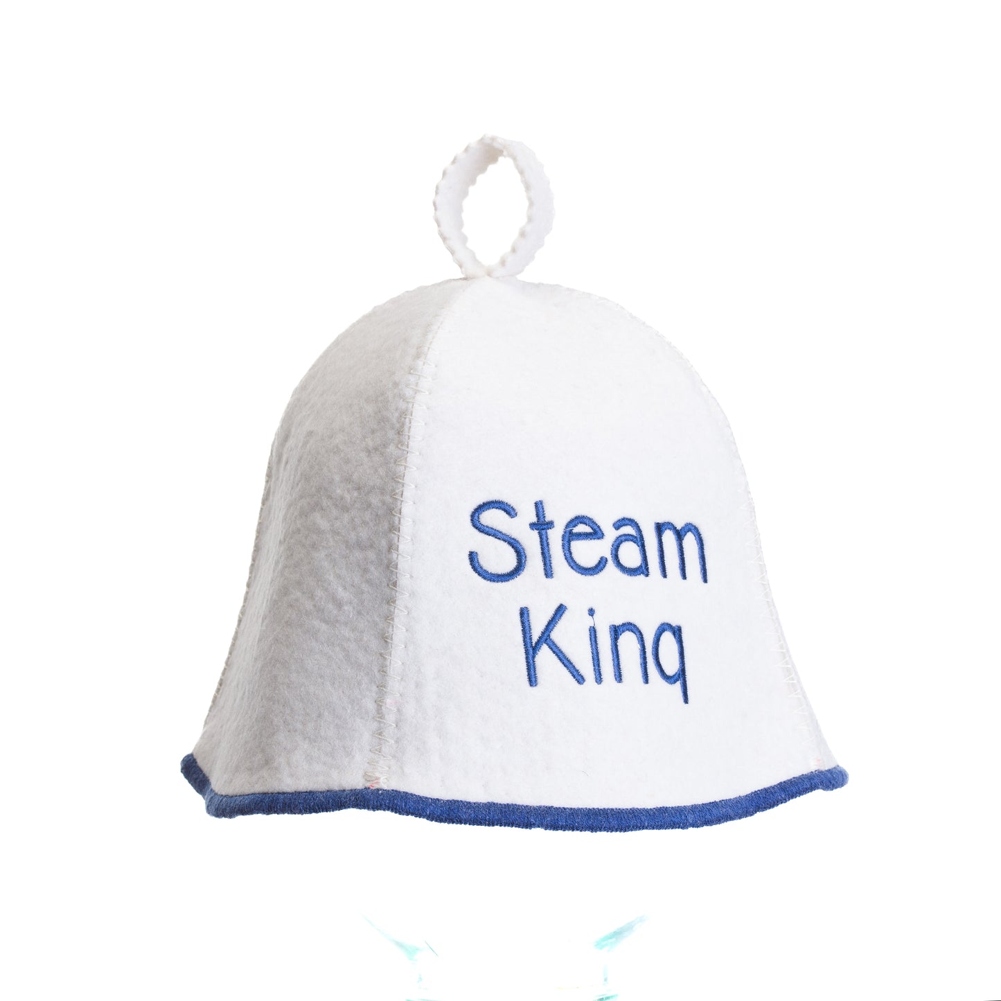 Wool Sauna Hat with blue trim