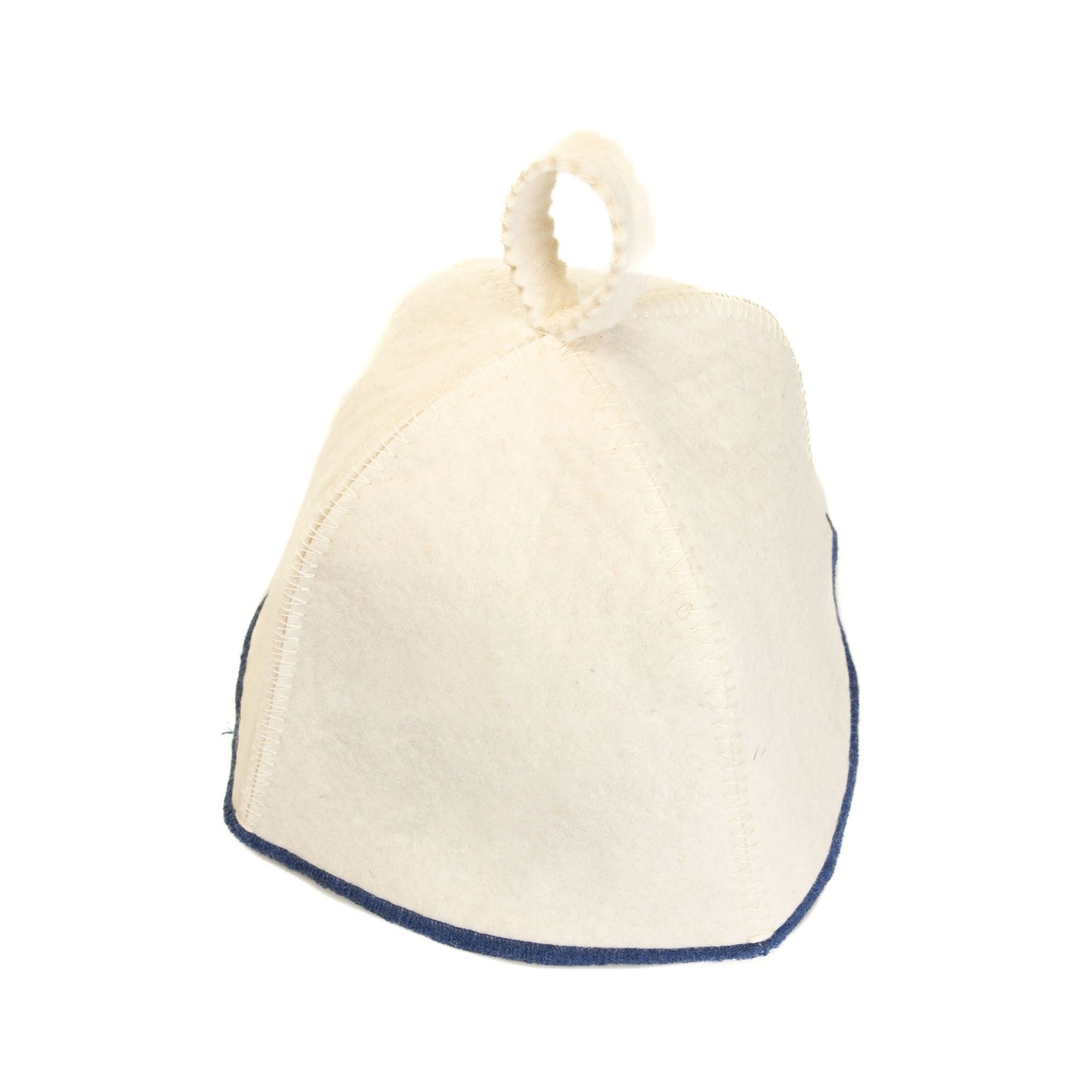 Wool Sauna Hat with blue trim