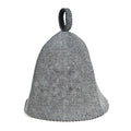 Gray felt bell sauna hat on a white background
