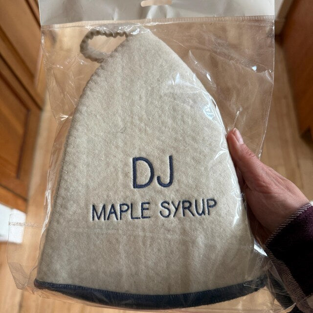Wool Sauna Hat with blue trim
