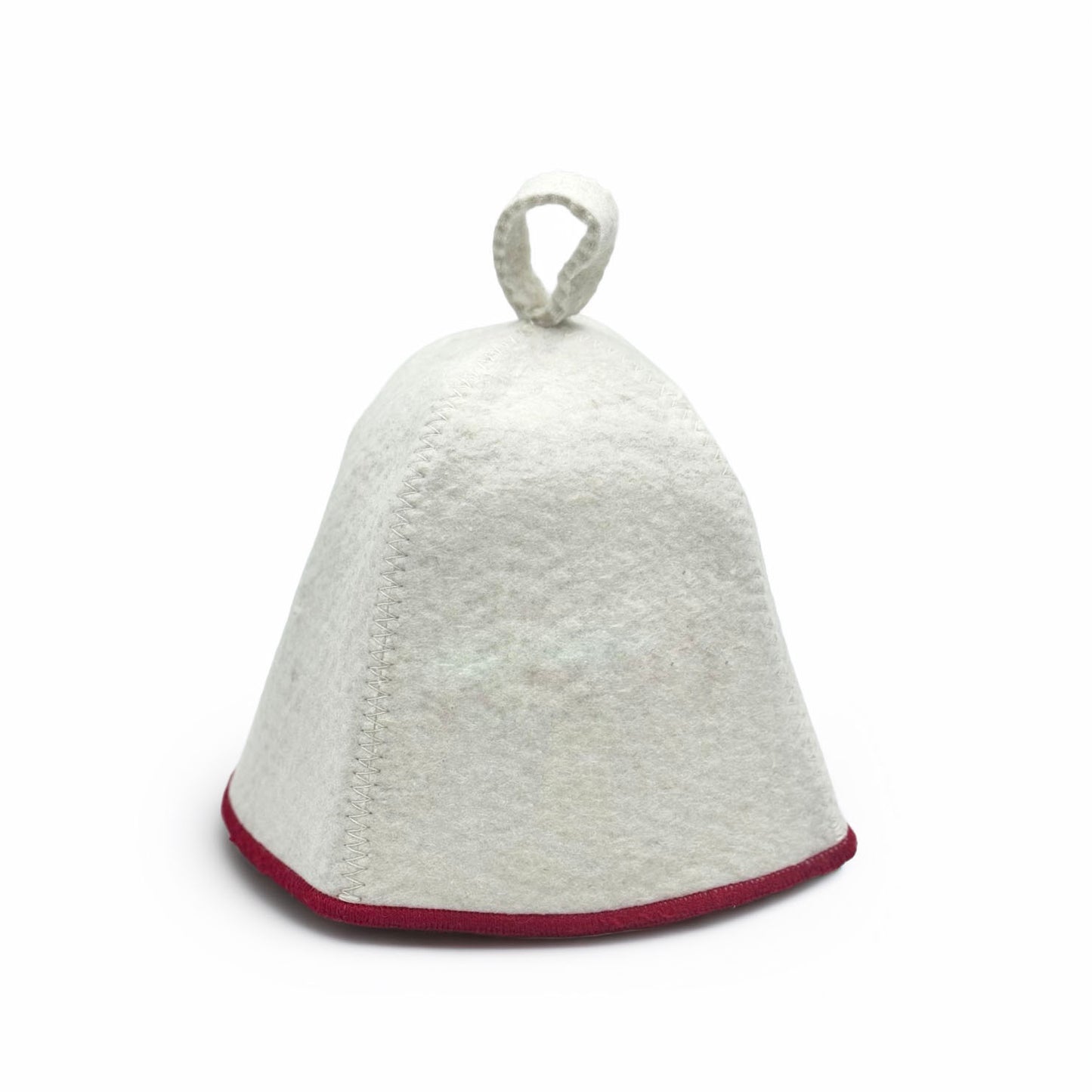 front view of natural felt sauna hat