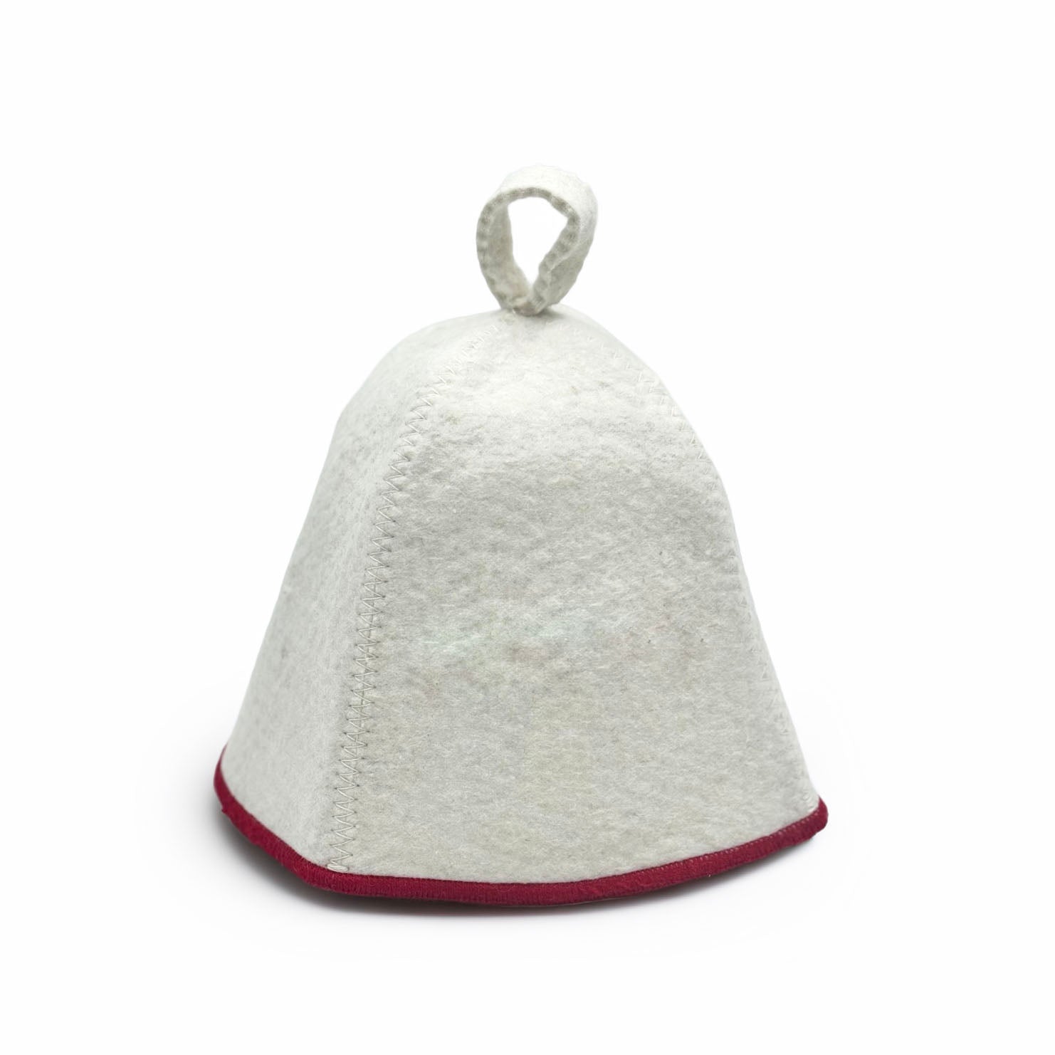 front view of natural felt sauna hat
