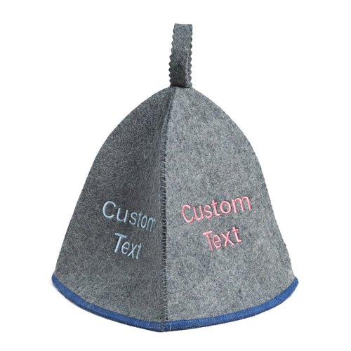 Gray felt sauna hat with loop on white background