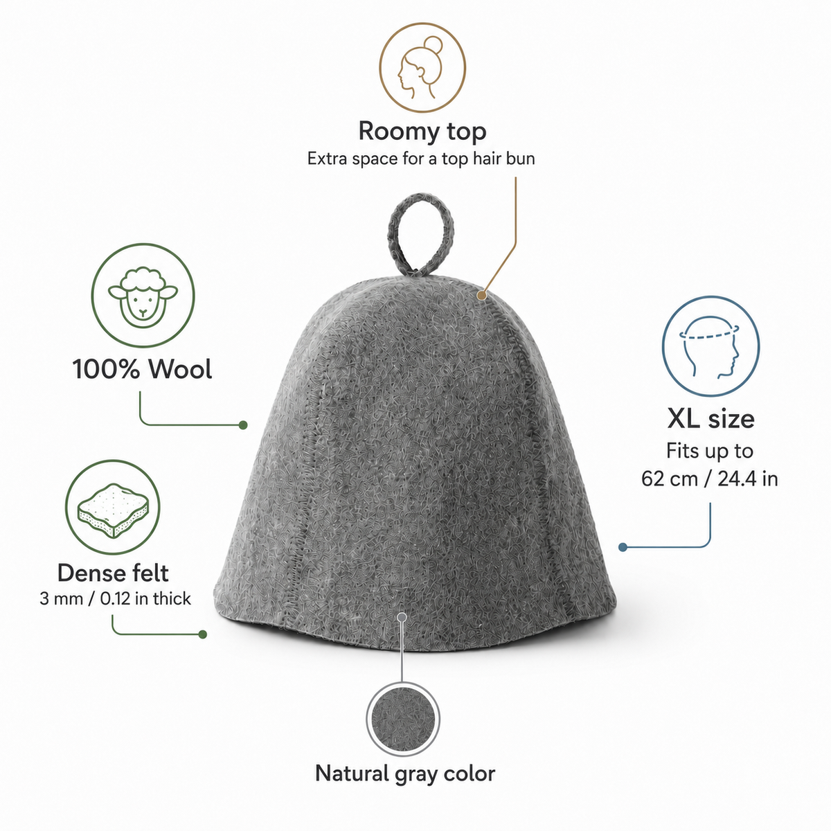 Wool Sauna Hat with Custom Logo Size XL