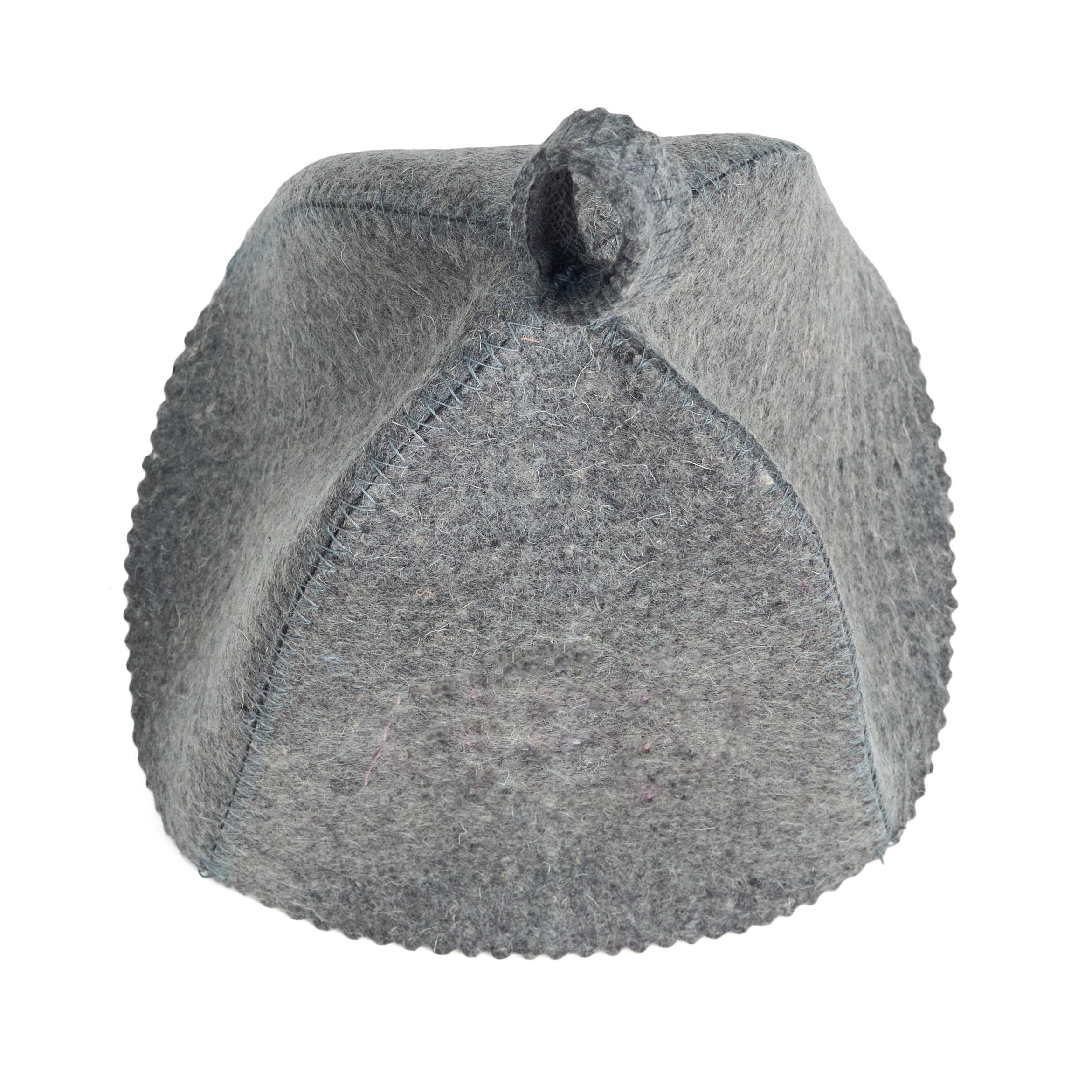 Gray felt sauna hat on a white background